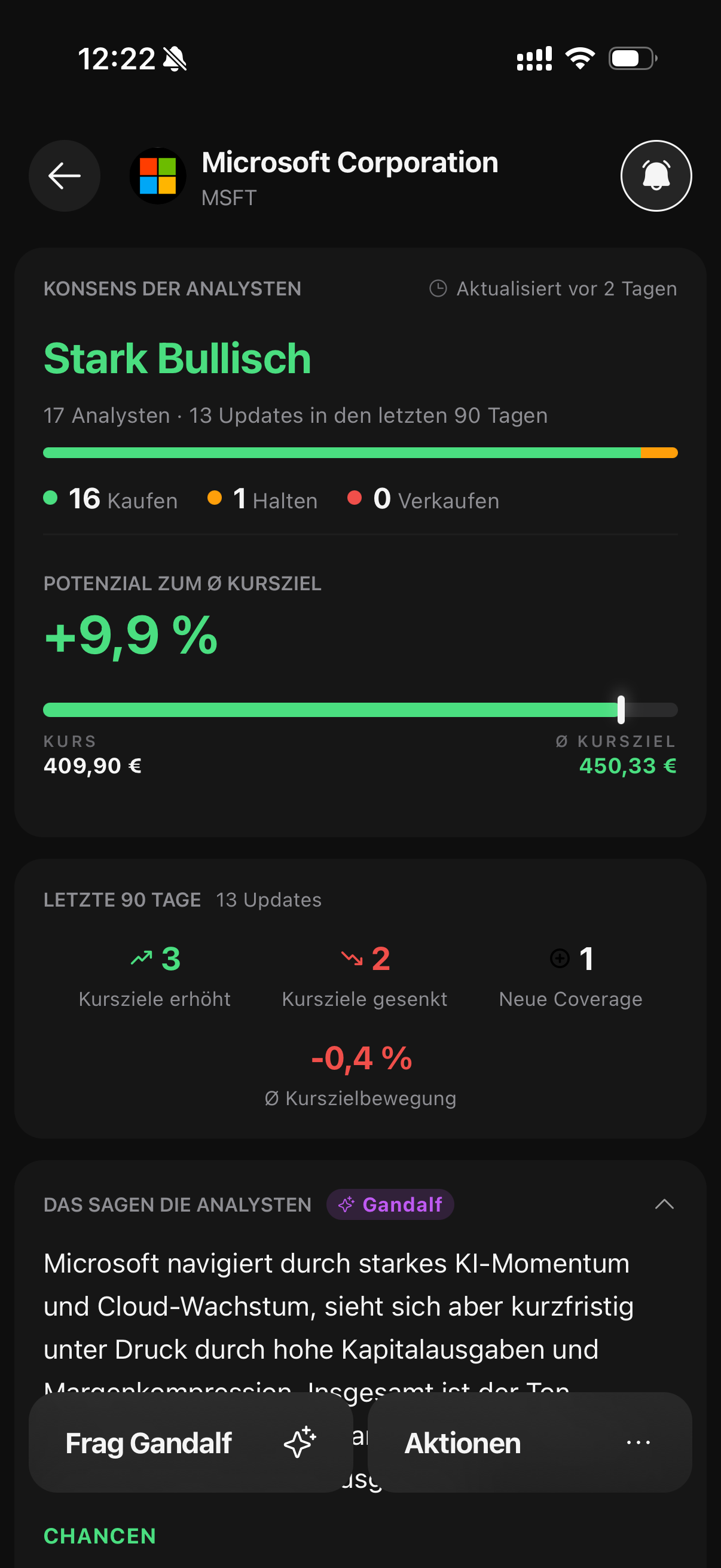 Der Analystenkonsens eines Unternehmens
