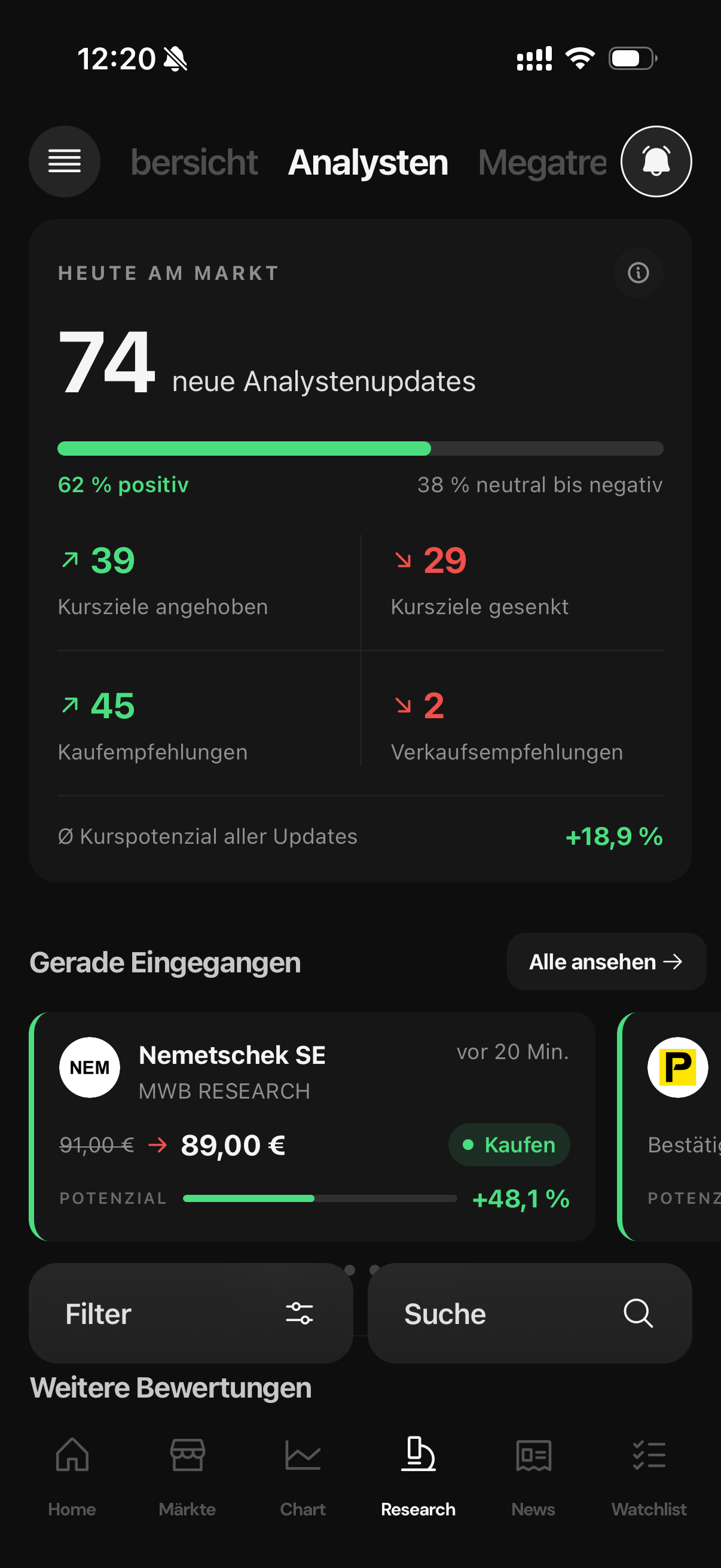 Analystenübersicht mit Konsens und Kursziel
