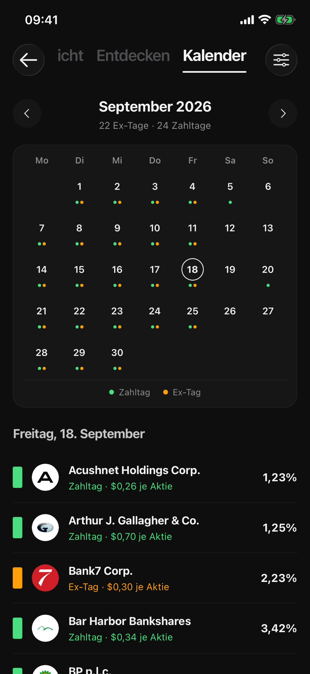 Der Dividendenkalender mit Ex-Tagen und Zahltagen