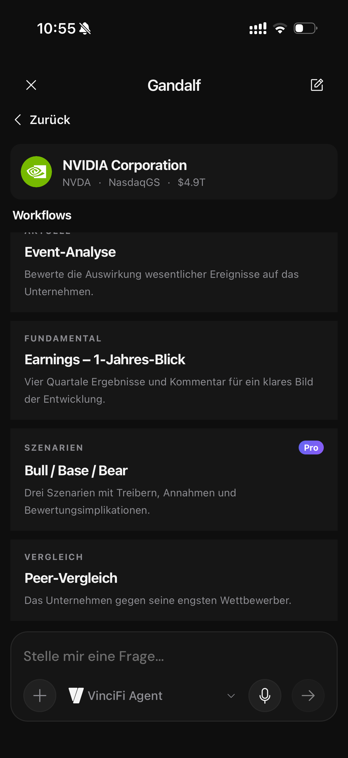 Die vorgefertigten Gandalf-Workflows