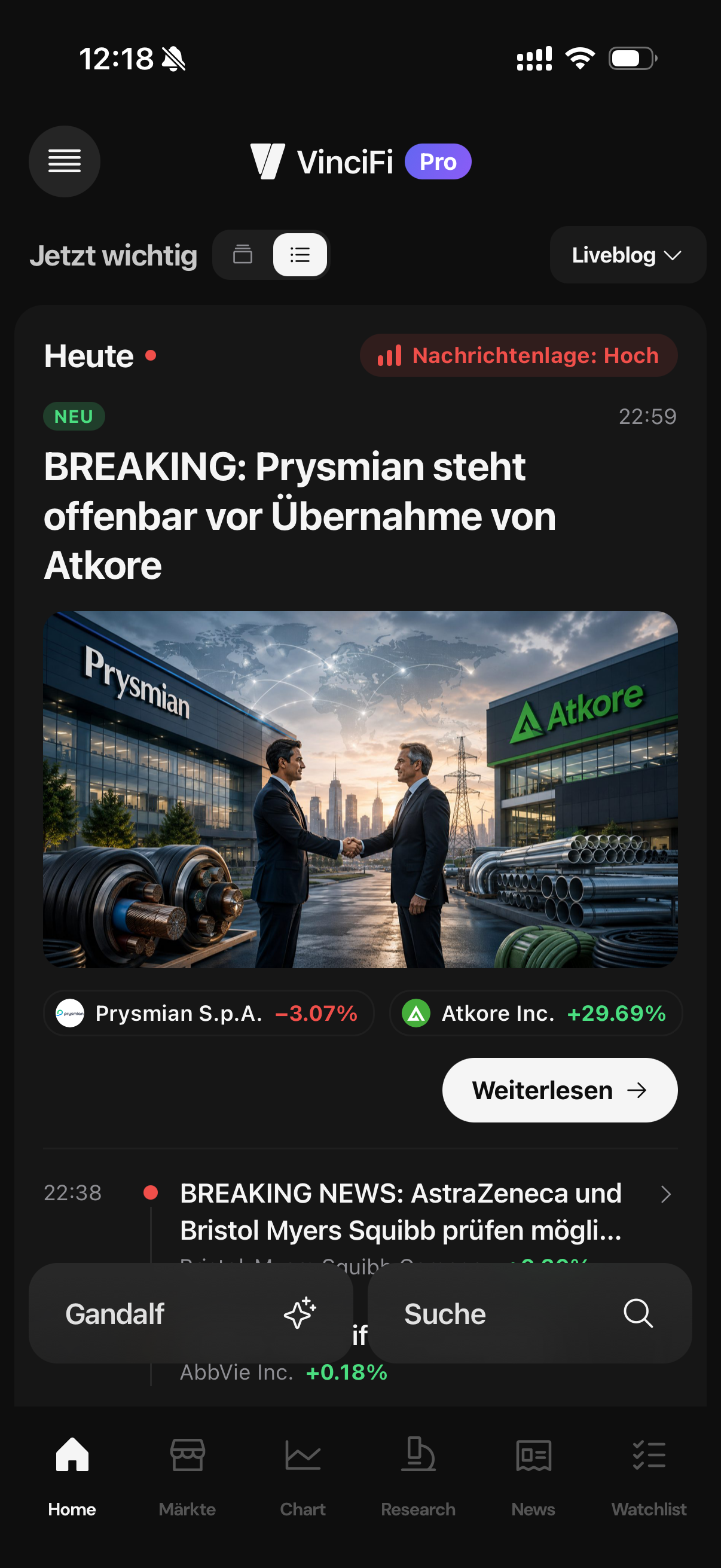 Eine marktbewegende Nachricht erscheint im VinciFi Feed