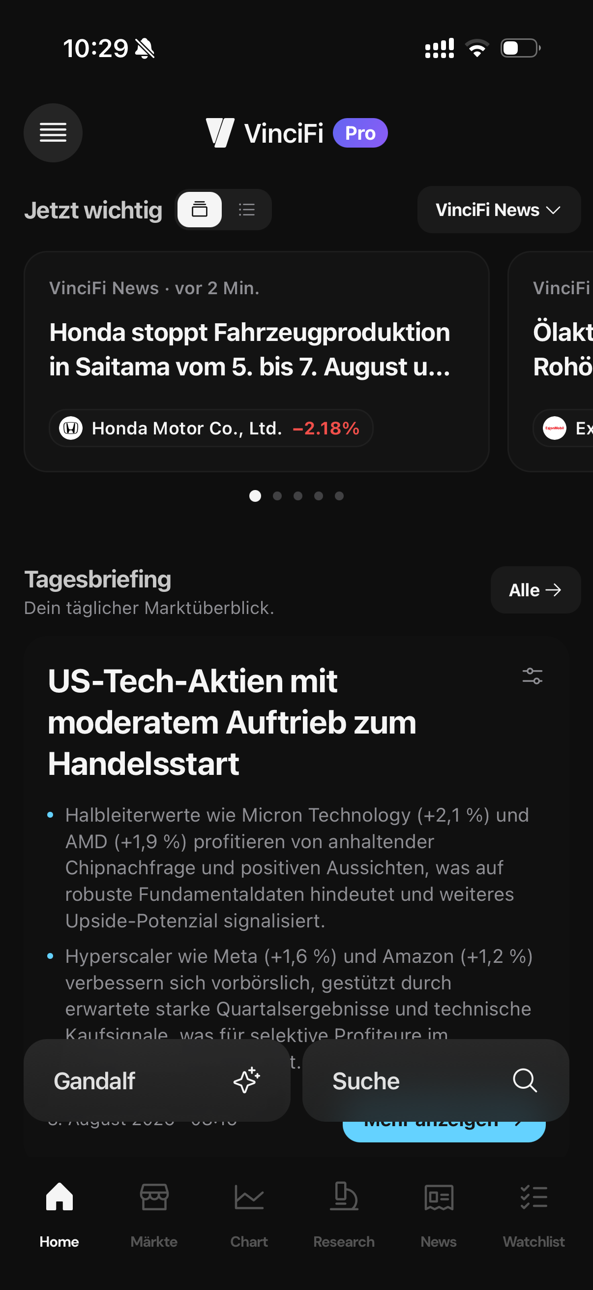 Das Tagesbriefing im VinciFi Feed