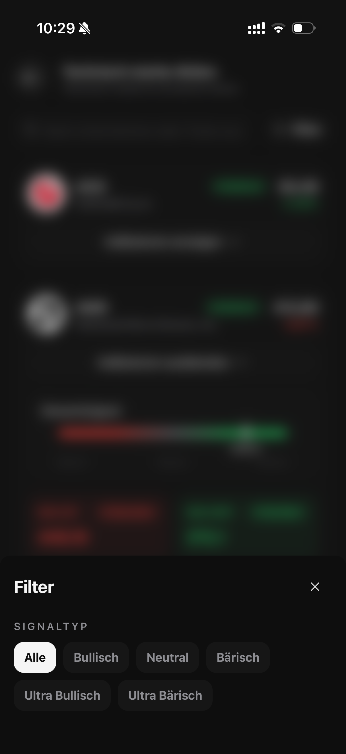 Filter des Momentum Screeners