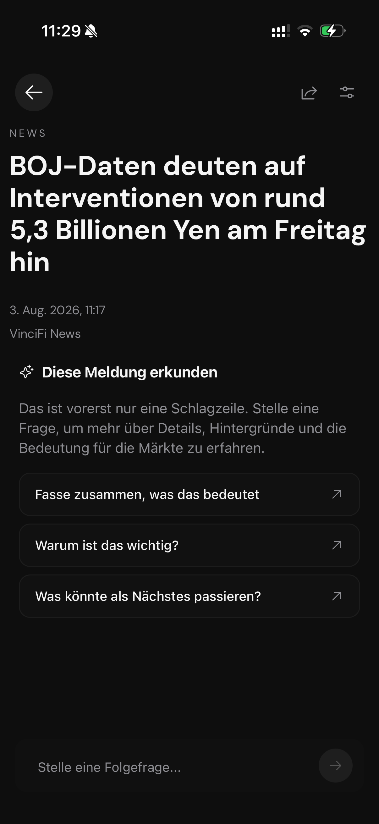 Eine Nachricht mit Einordnung ihrer Marktwirkung
